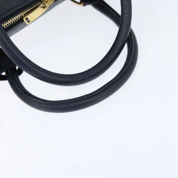 SAINT LAURENT Mini Boston Bag Leather 2way Navy Gold Auth bs30084 - Picture 8 of 16